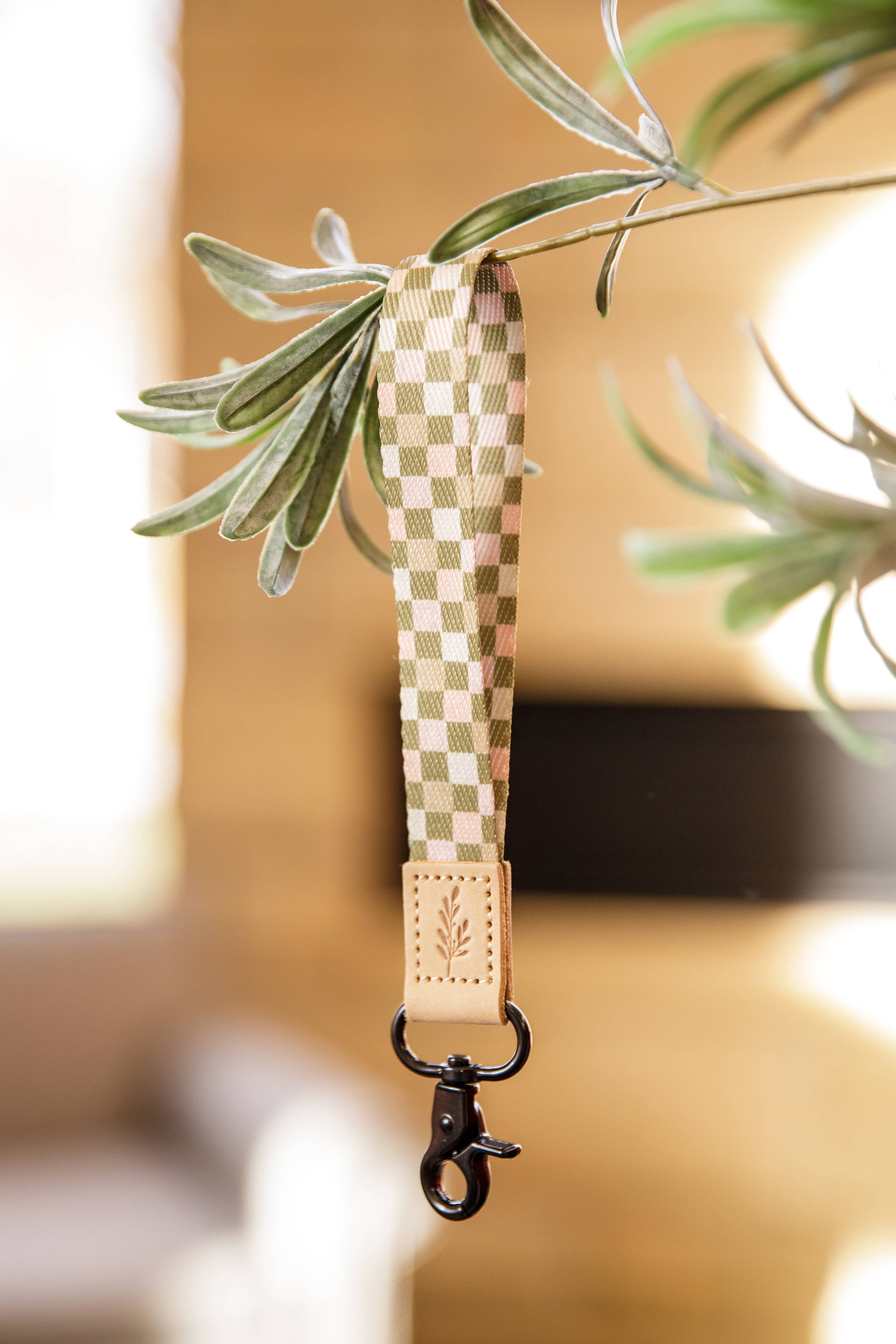 Green Multi Checkered Wristlet Keychain — Cute Keychain Wristlet for Women
