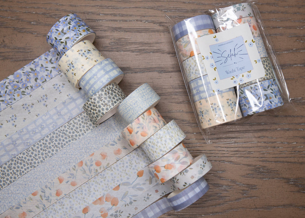 Bible Journaling Washi Tape Set — Blue — Set of 10 Designs for Bible Journaling and Creative Projects
