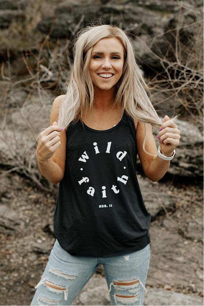 Wild Faith Flowy Racer Graphic Tank Top | Bold Christian Women's Faith Fashion