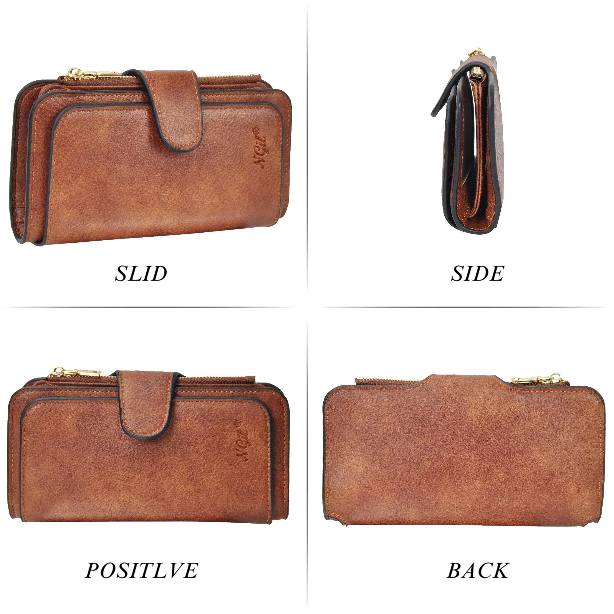 Trifold Wallet — Premium Synthetic Leather Wallet in Mocha, Khaki, and Black