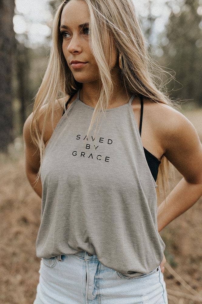 Saved By Grace High Neck Tank | Christian Woman's Fashion