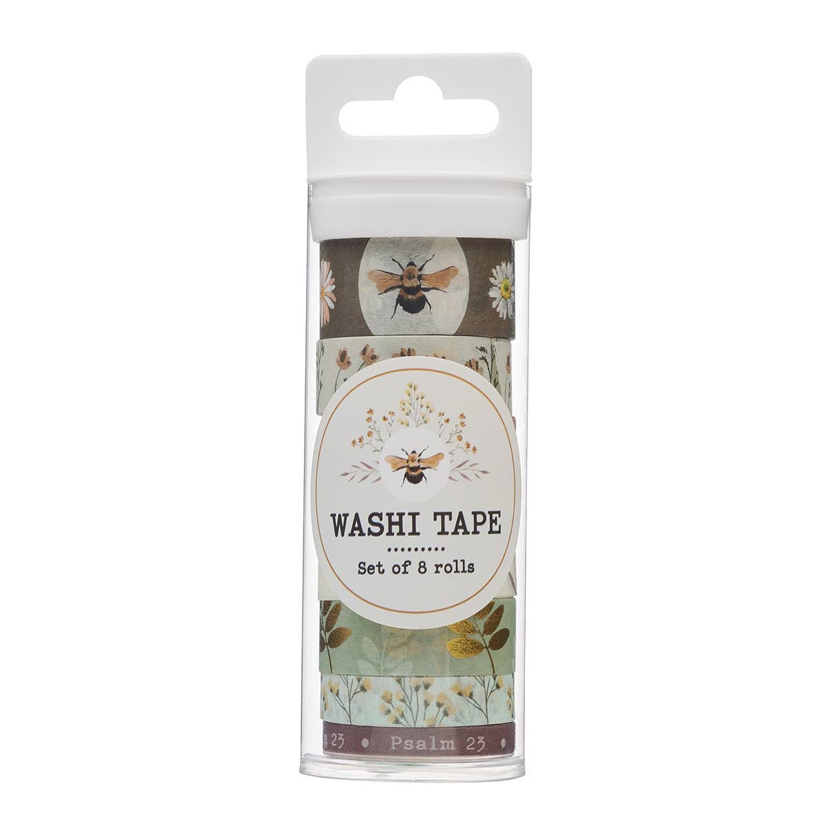 Psalm 23 Floral Washi Tape Set — Set of 8 Scripture Washi Tape for Bible Journaling and Creative Projects