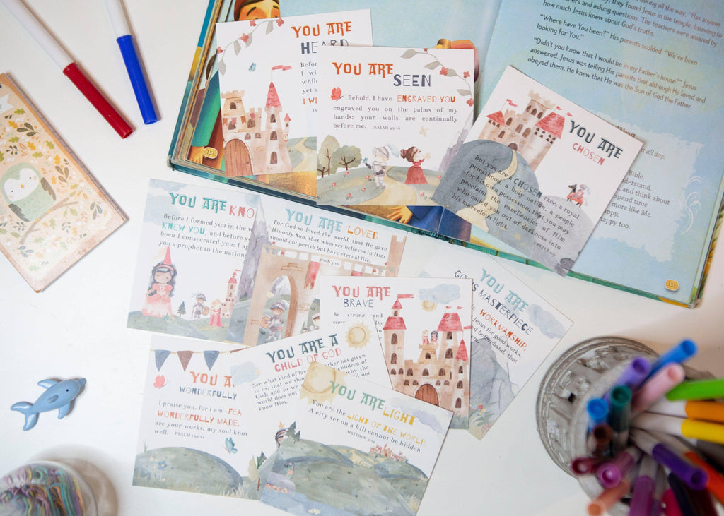 Child of God Scripture Verse Cards for Kids — Set of 10 Identity Building Bible Memory Cards