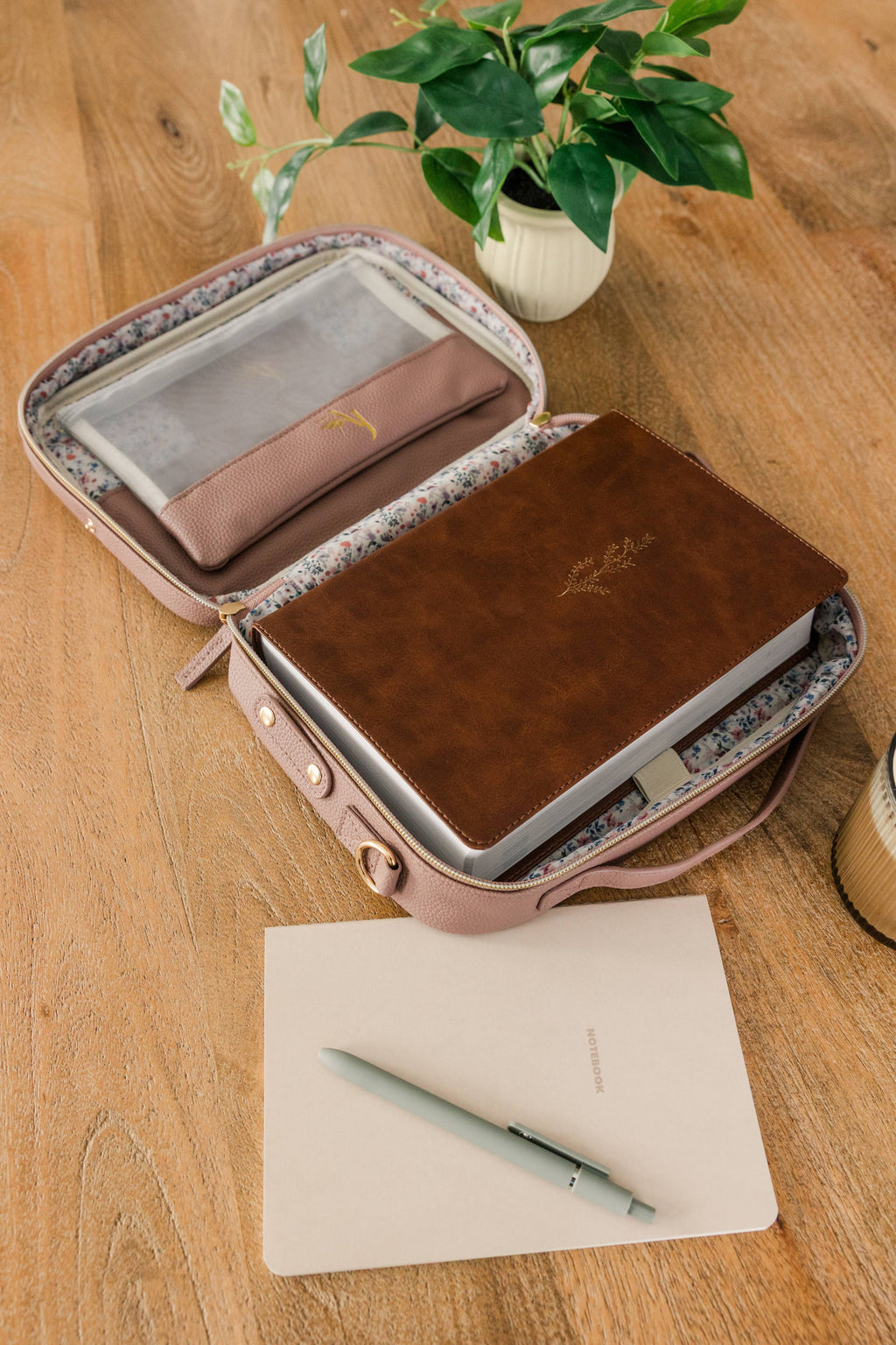 Bible Bag Crossbody — Lavender Vegan Leather Bible Bag with Gold Accents