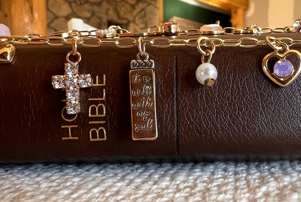 Bible Charm Chain — Personalized Gold Faith Charm Chain for Women's Bible