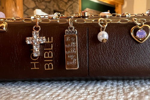 Bible Charm Chain — Personalized Gold Faith Charm Chain for Women's Bible