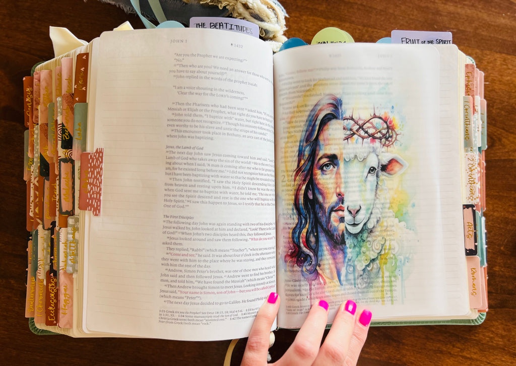 Custom Loaded Bible | NLT Wide Margin Journaling Bible | Preloaded & Ready to Use | Christian Gift for Women | Faith Gift | Loaded Bible