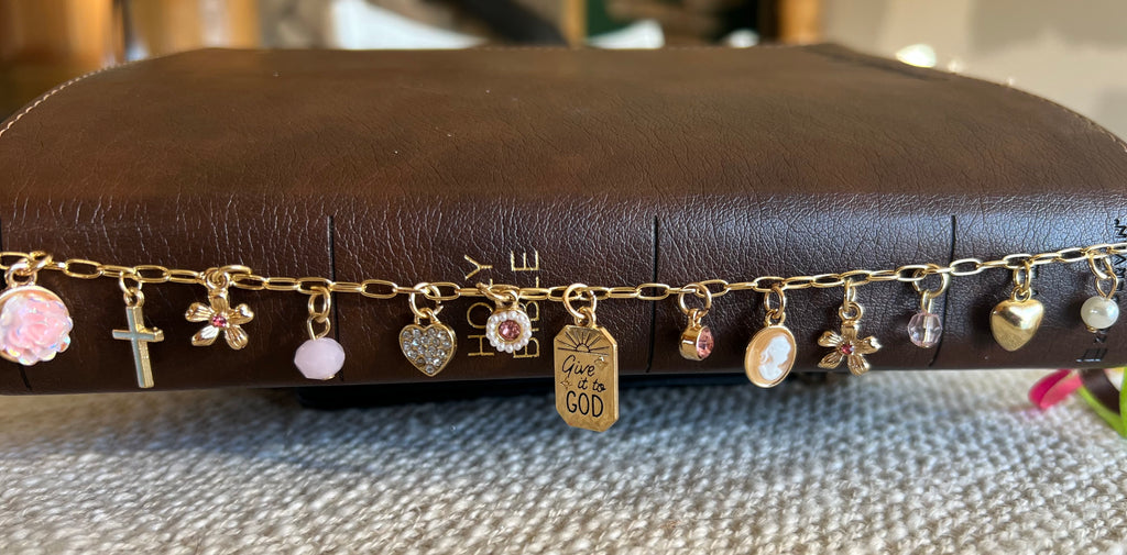 Bible Charm Chain — Personalized Gold Faith Charm Chain for Women's Bible