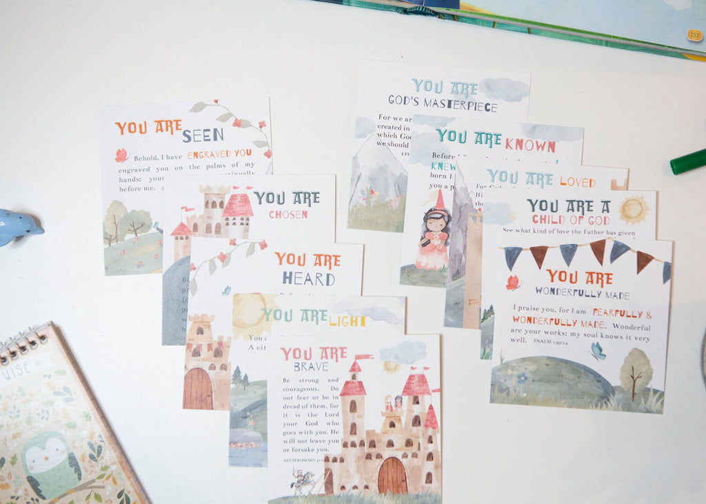 Child of God Scripture Verse Cards for Kids — Set of 10 Identity Building Bible Memory Cards