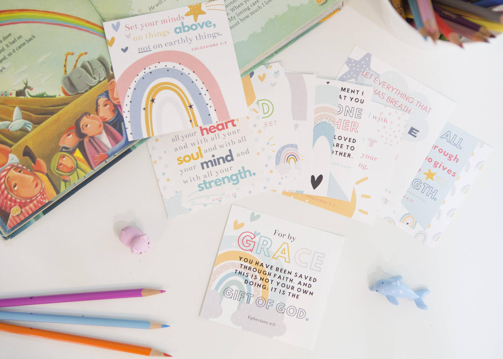 Kids Scripture Memory Cards — Courage Building Bible Verses for Children — Set of 10
