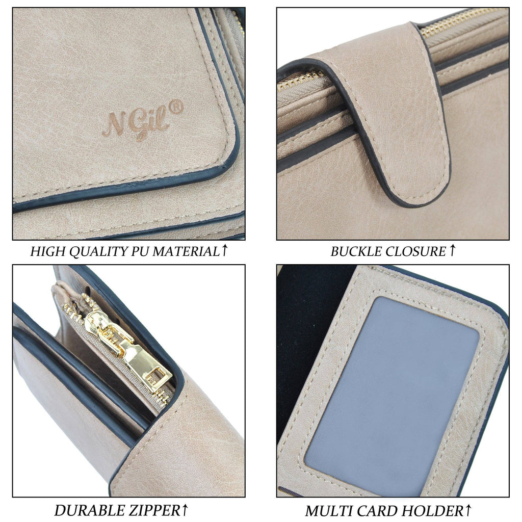 Trifold Wallet — Premium Synthetic Leather Wallet in Mocha, Khaki, and Black