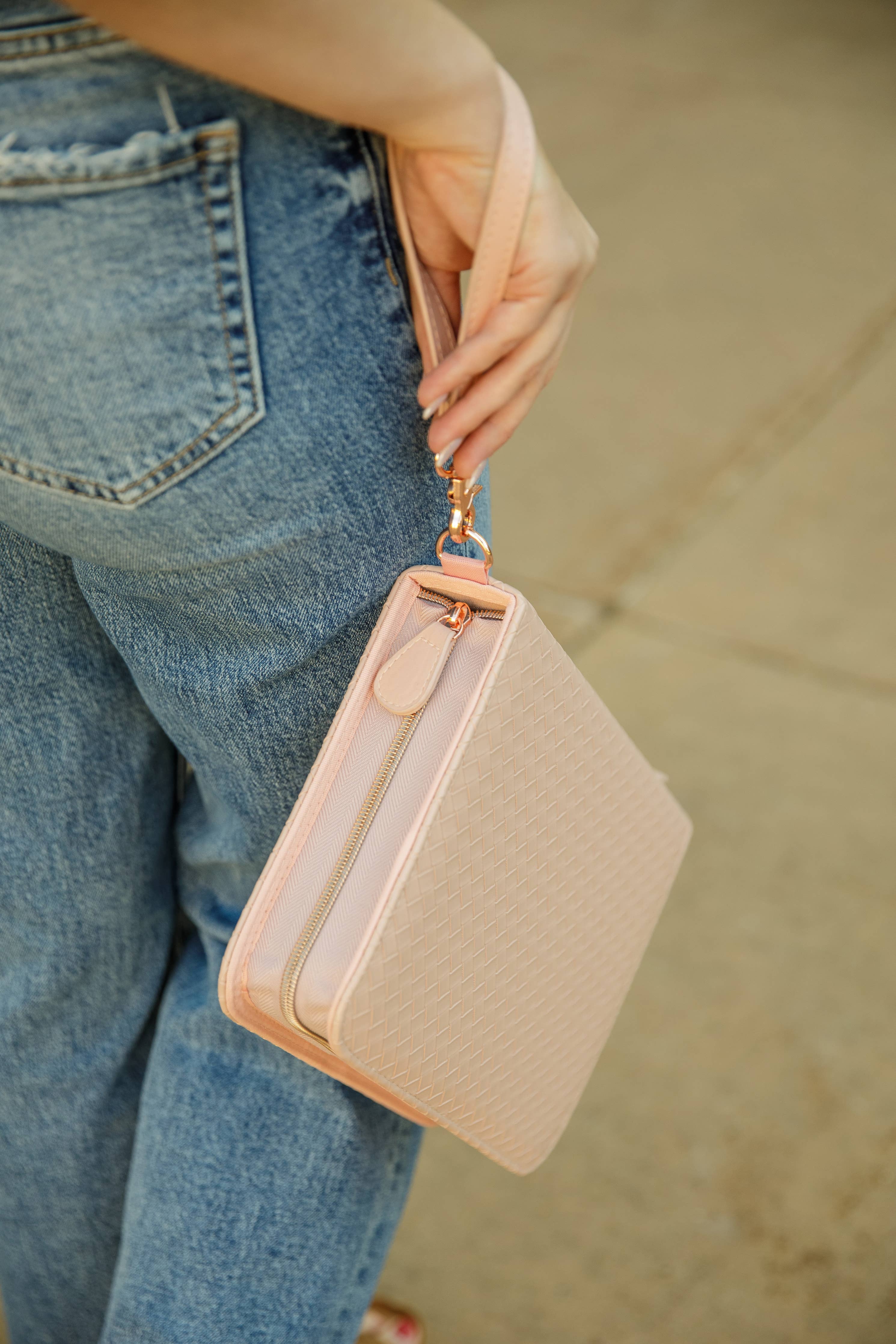 Weave Bible Case Crossbody — Blush Vegan Leather Bible Cover with Crossbody Strap