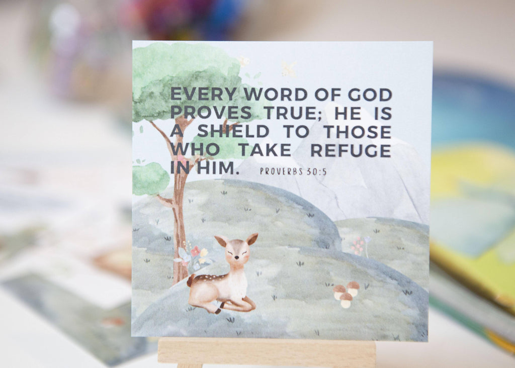 Kids Scripture Verse Cards — Verses to Live By — Set of 10 Bible Memory Cards for Children
