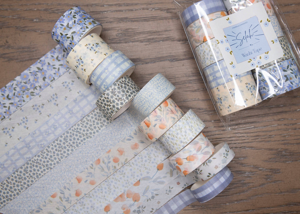 Bible Journaling Washi Tape Set — Blue — Set of 10 Designs for Bible Journaling and Creative Projects