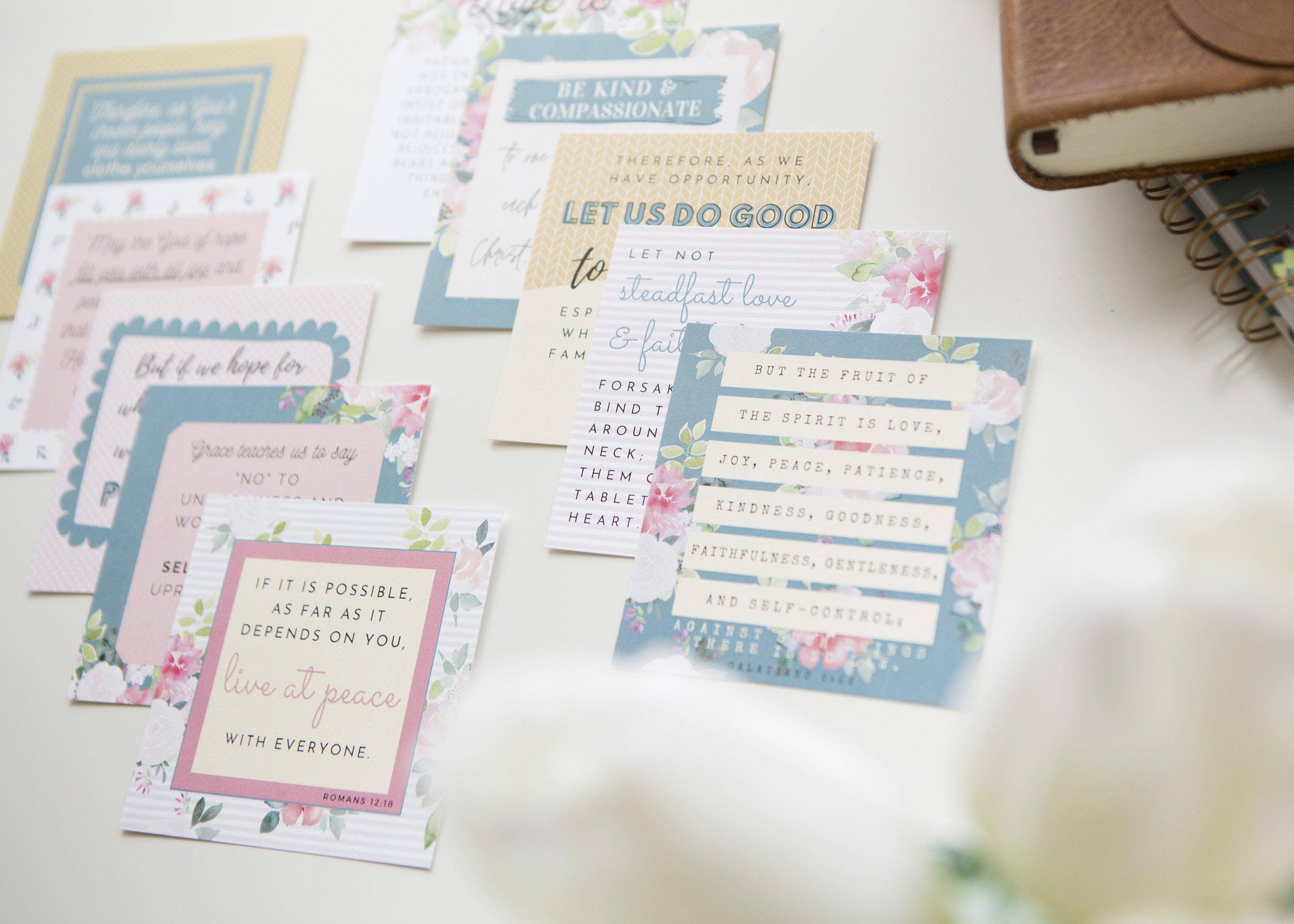 Fruit of the Spirit Scripture Verse Cards — Set of 10 Bible Memory Cards for Christian Women