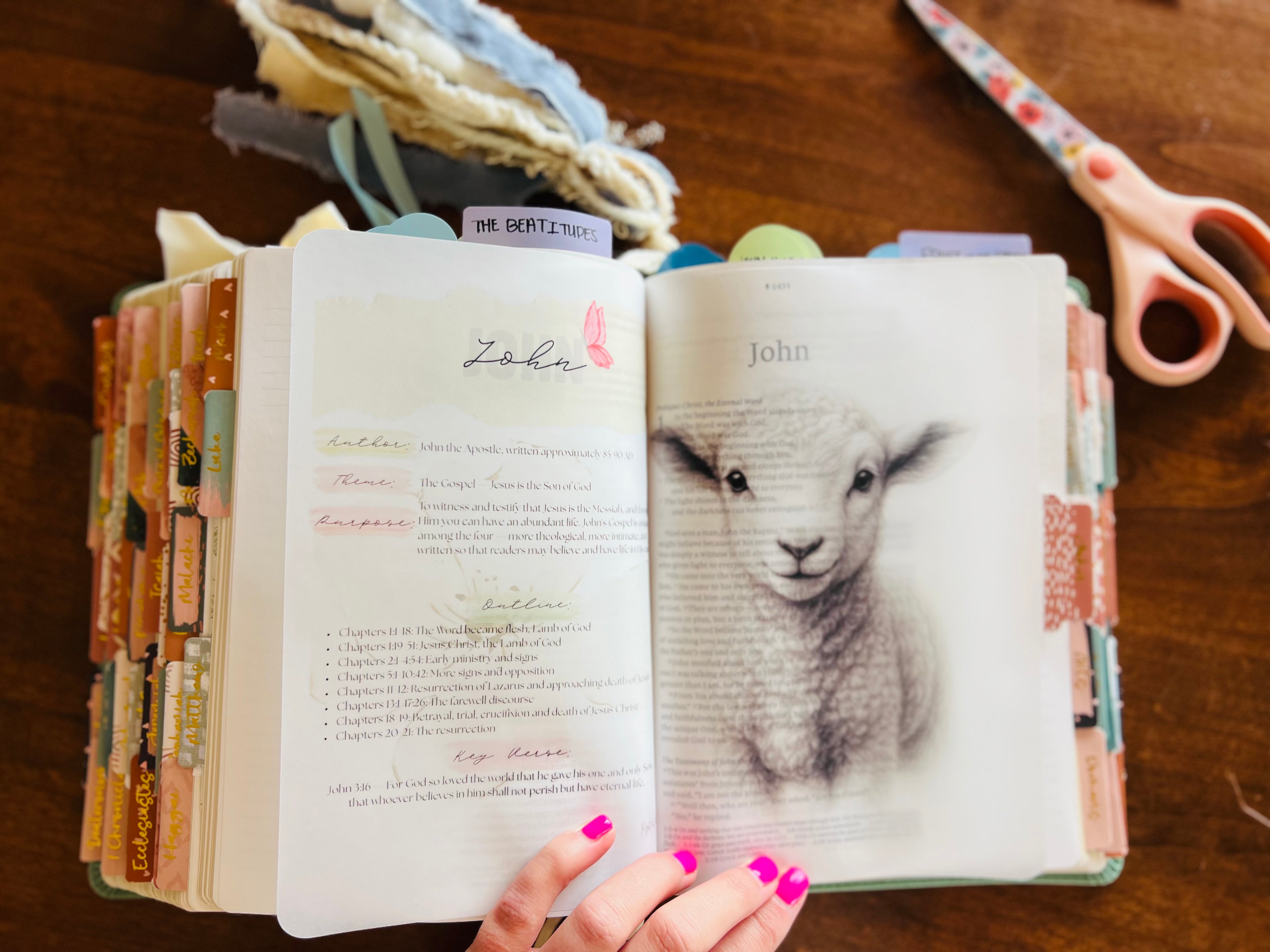 Custom Loaded Bible | NLT Wide Margin Journaling Bible | Preloaded & Ready to Use | Christian Gift for Women | Faith Gift | Loaded Bible