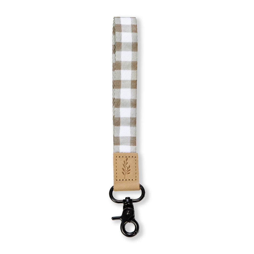 Brown Checkered Wristlet Keychain — Cute Keychain Wristlet for Women