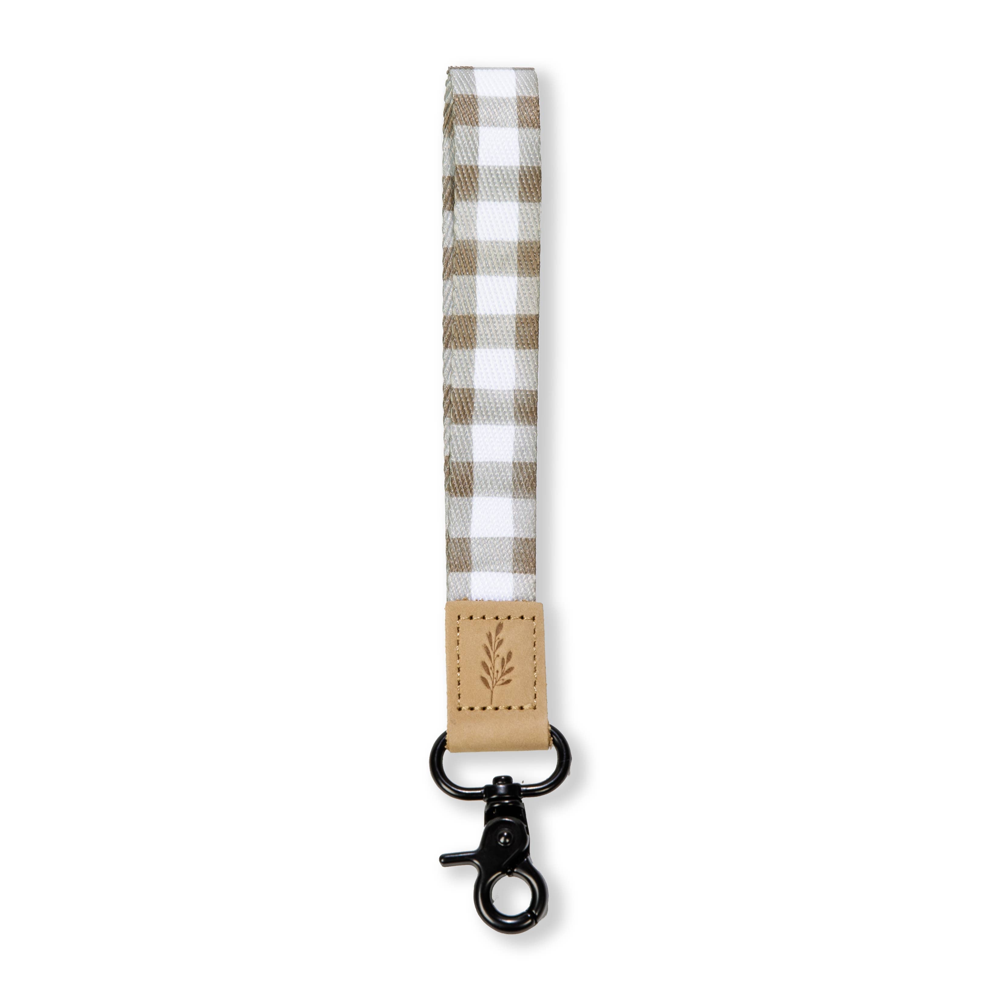 Brown Checkered Wristlet Keychain — Cute Keychain Wristlet for Women