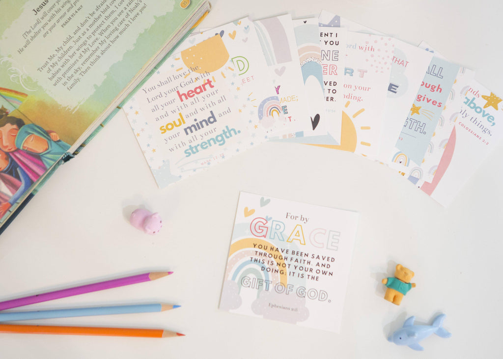 Kids Scripture Memory Cards — Courage Building Bible Verses for Children — Set of 10