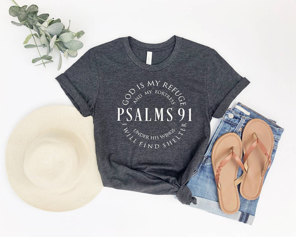 Psalm 91 Scripture T-Shirt | Faith Based Clothing | Christian Gift for Women