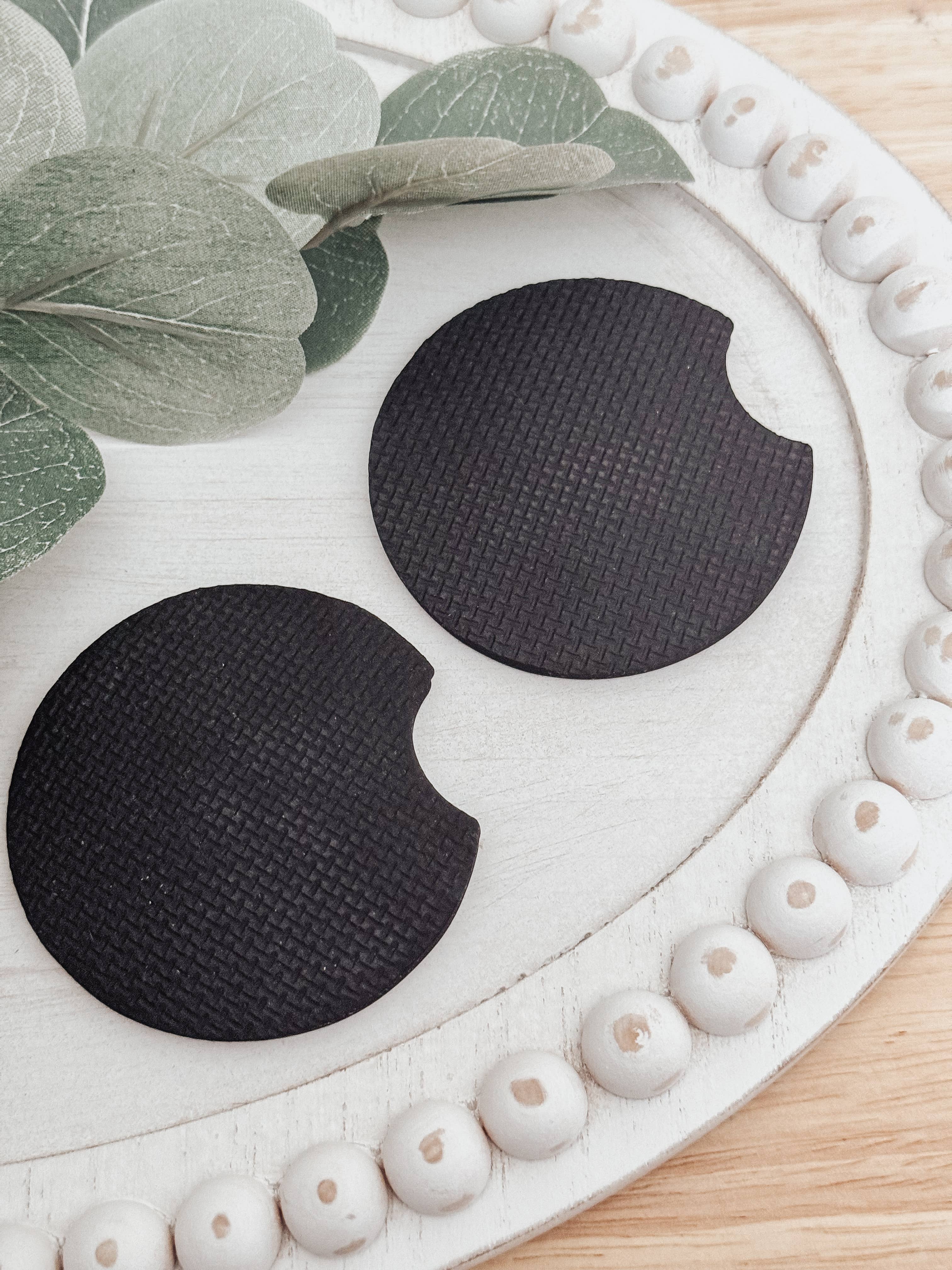 Neutral Checkered Car Coasters (set of 2)