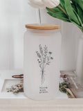 Bloom With Grace 16oz Glass Cup with Bamboo Lid