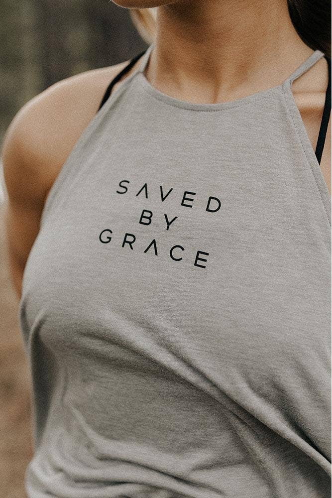 Saved By Grace High Neck Tank | Christian Woman's Fashion