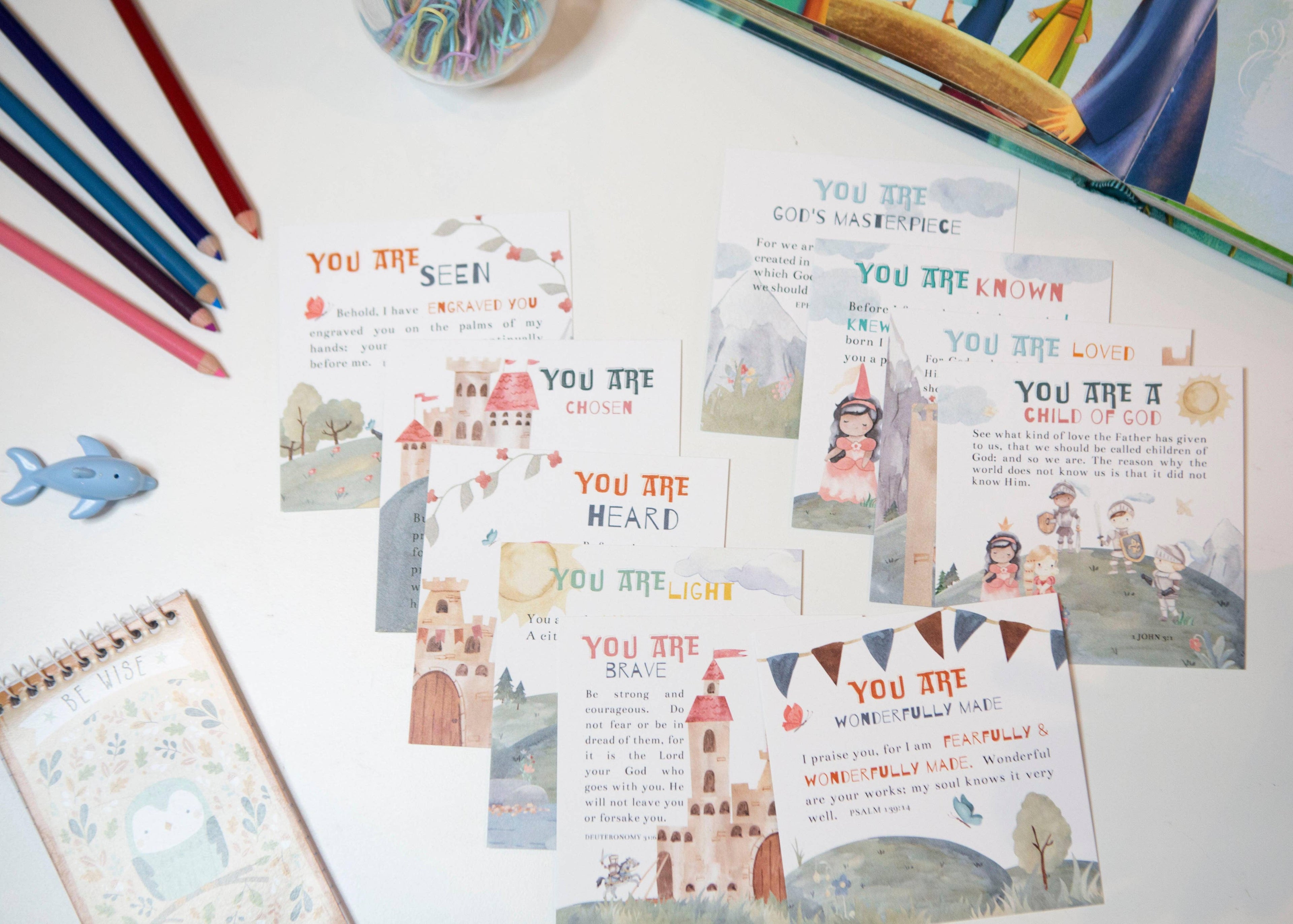 Child of God Scripture Verse Cards for Kids — Set of 10 Identity Building Bible Memory Cards