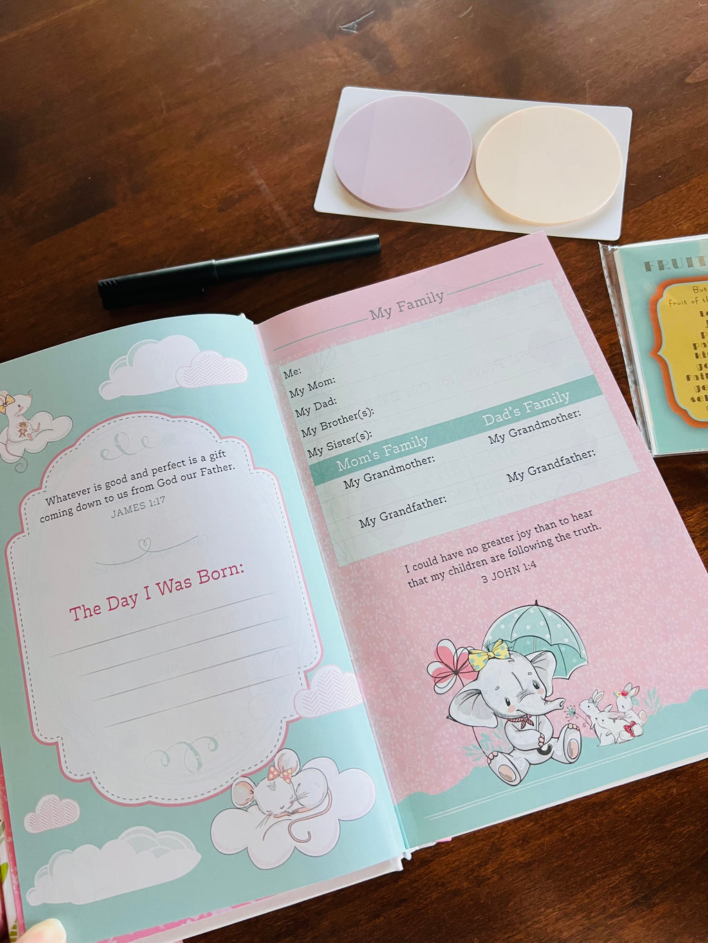 Baby Girl Loaded Keepsake Bible — NLT Hardcover loaded with Children’s Faith Inserts