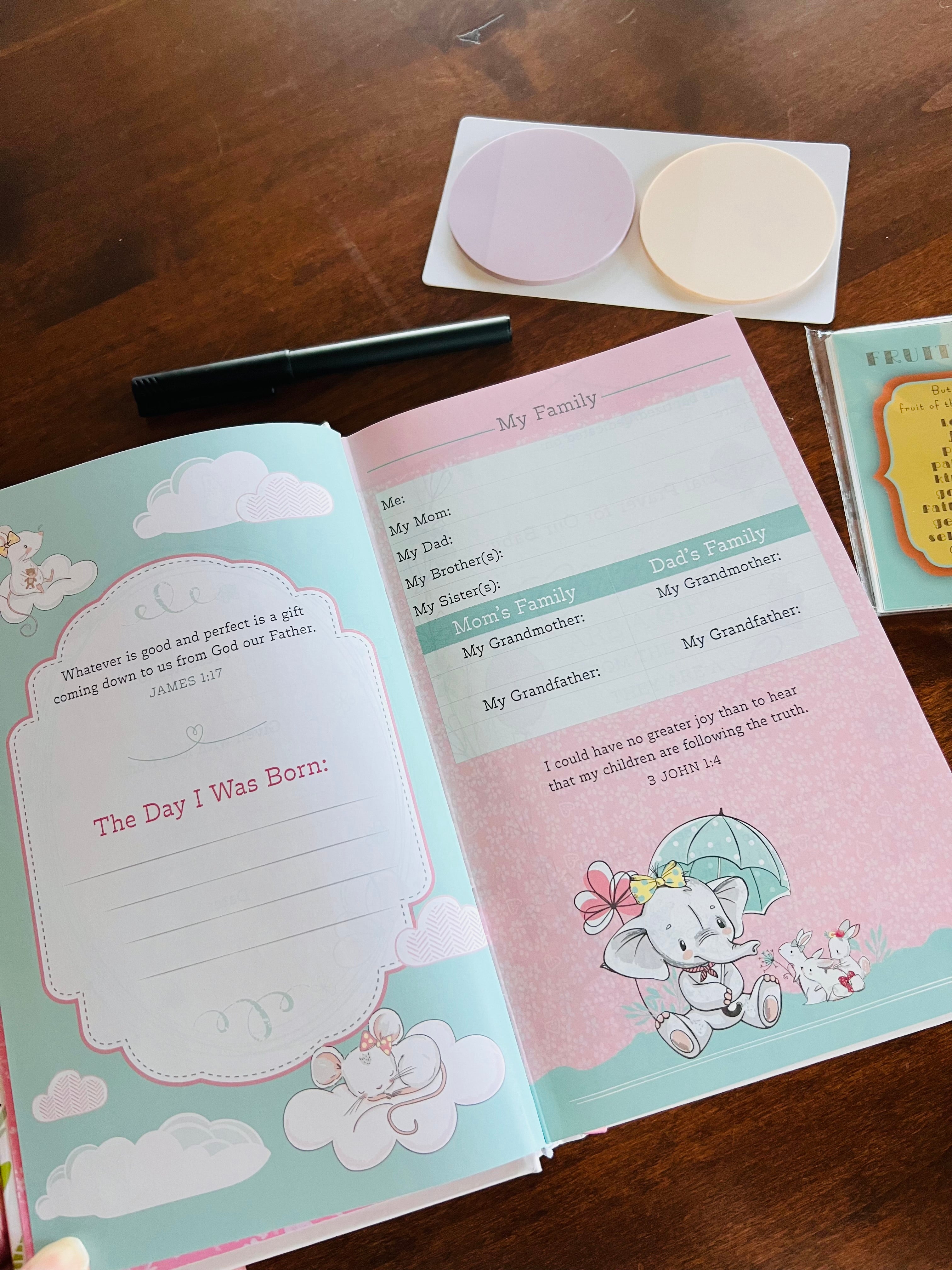 Baby Girl Loaded Keepsake Bible — NLT Hardcover loaded with Children’s Faith Inserts