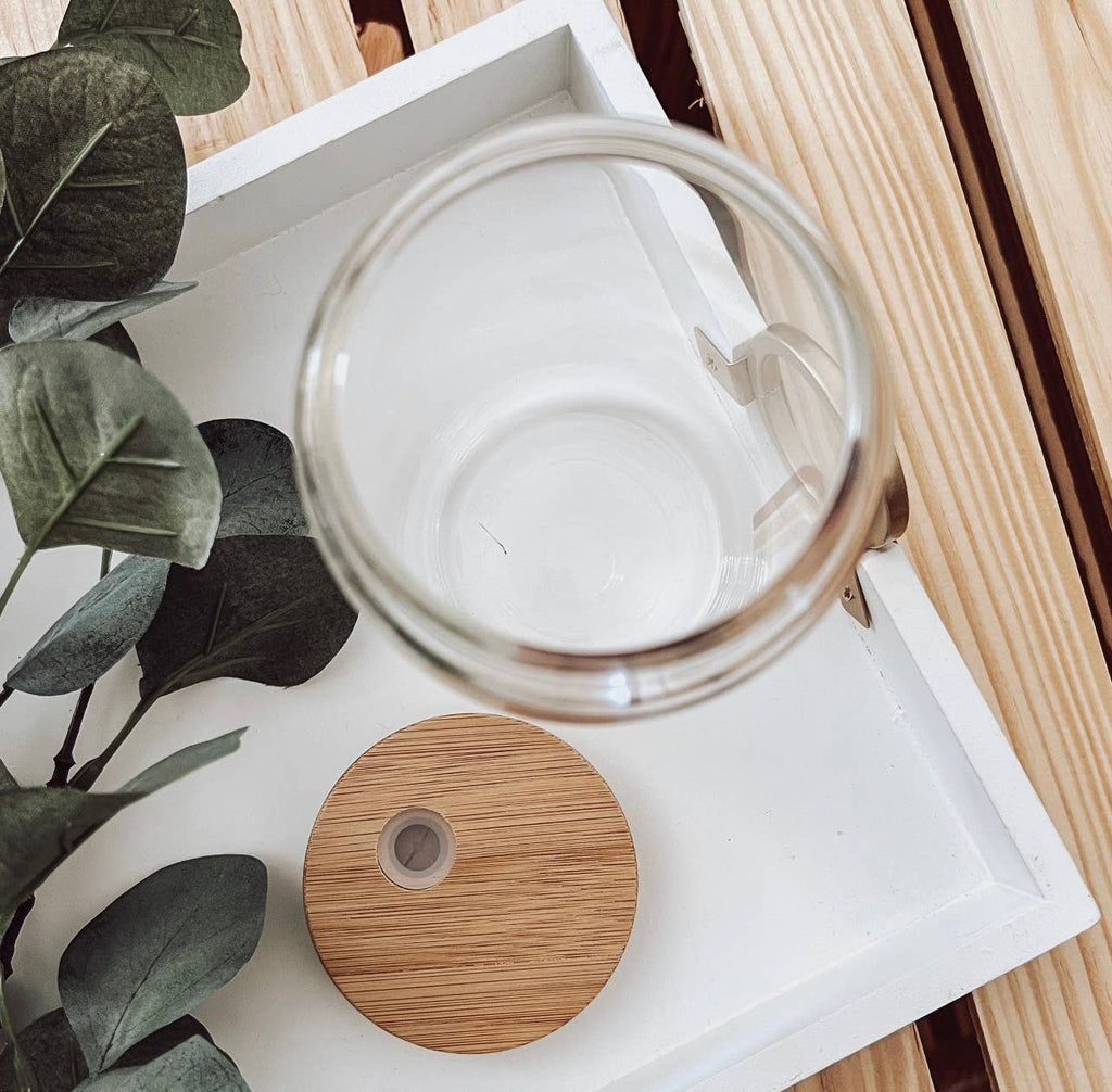 PRAY Through It 16 oz Glass Cup with Bamboo Lid