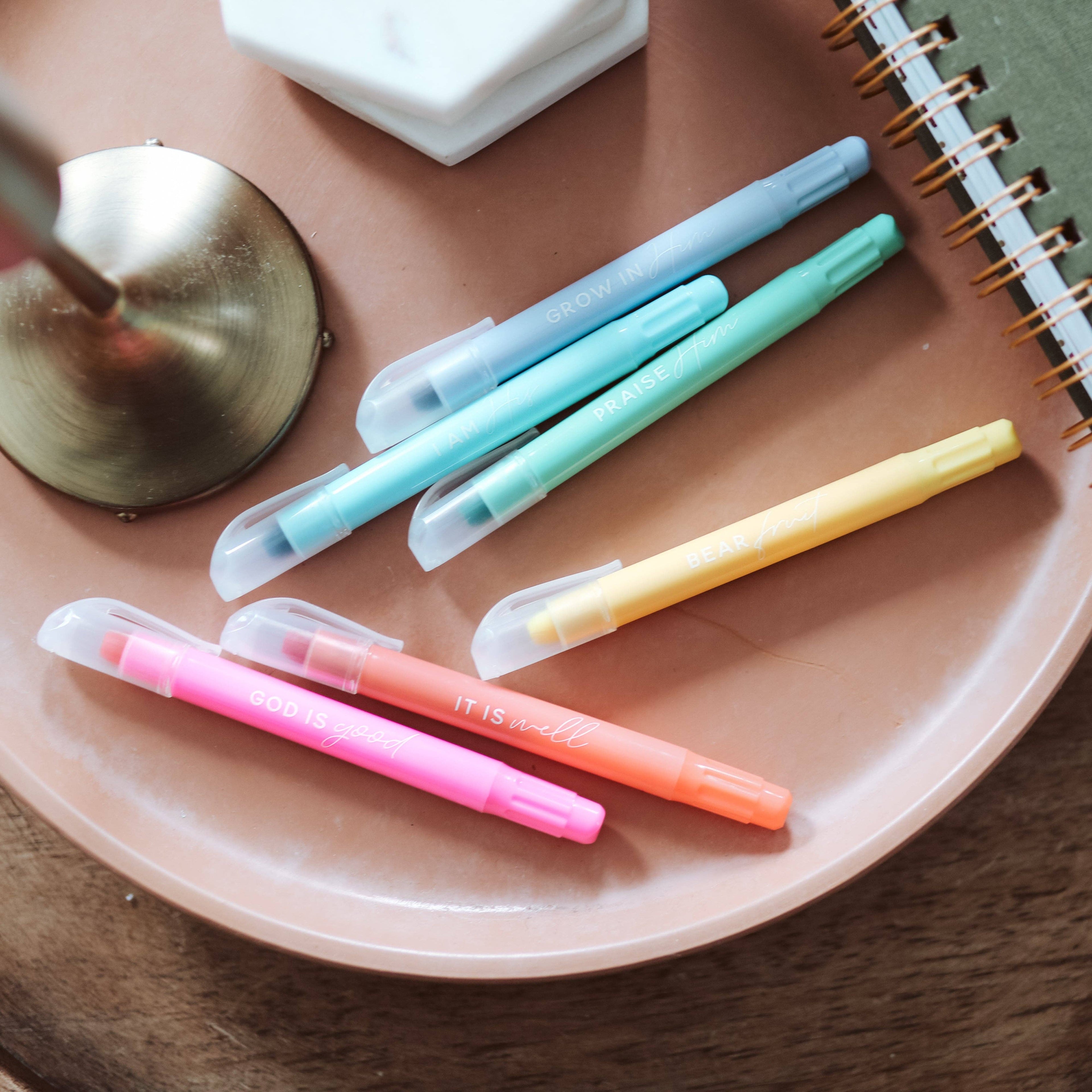 Pastel Bible Highlighter Set — 6 Color No Bleed Gel Highlighters for Bible Study