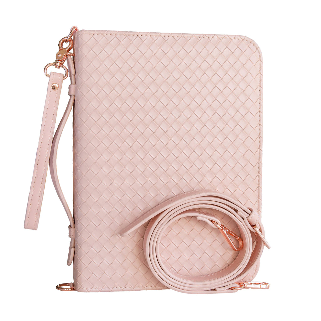 Weave Bible Case Crossbody — Blush Vegan Leather Bible Cover with Crossbody Strap