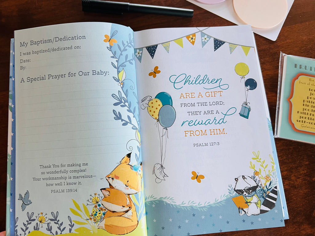 Baby Boy Loaded Keepsake Bible — NLT Hardcover loaded with Children’s Faith Inserts