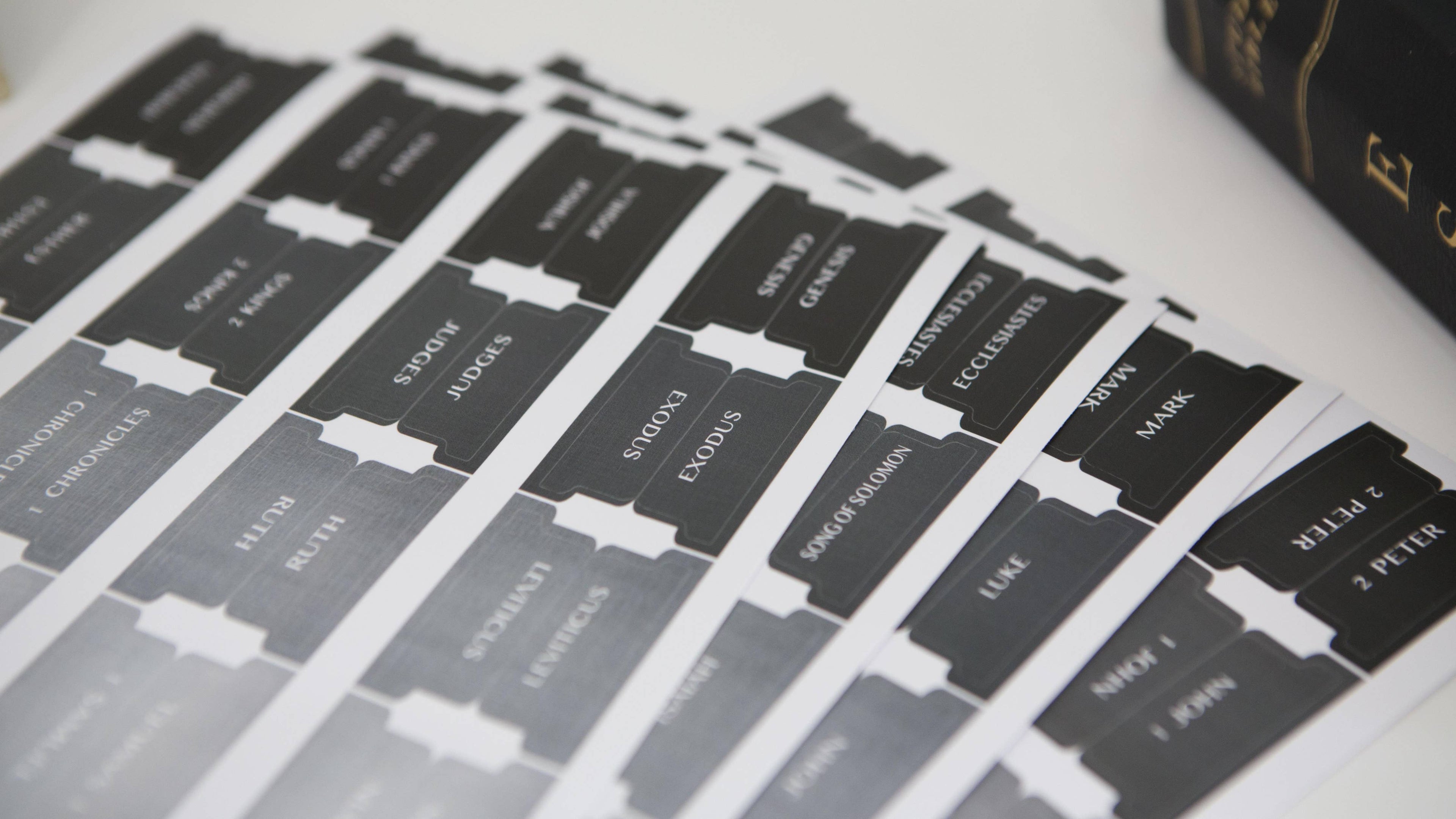 Black and Grey Ombre Bible Tabs