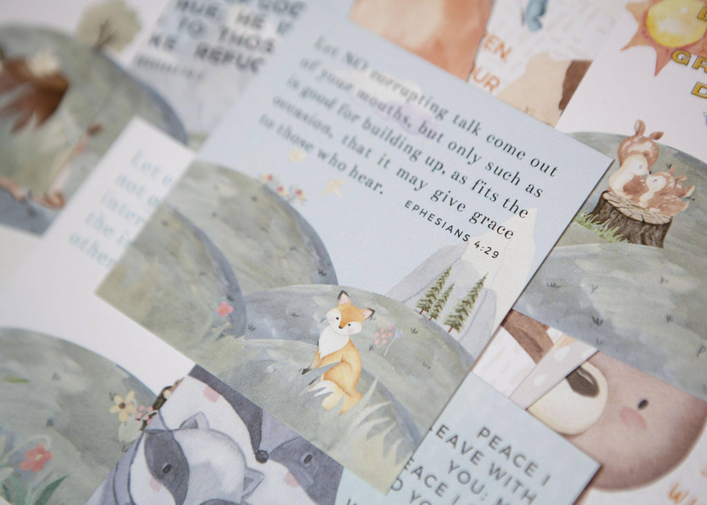 Kids Scripture Verse Cards — Verses to Live By — Set of 10 Bible Memory Cards for Children