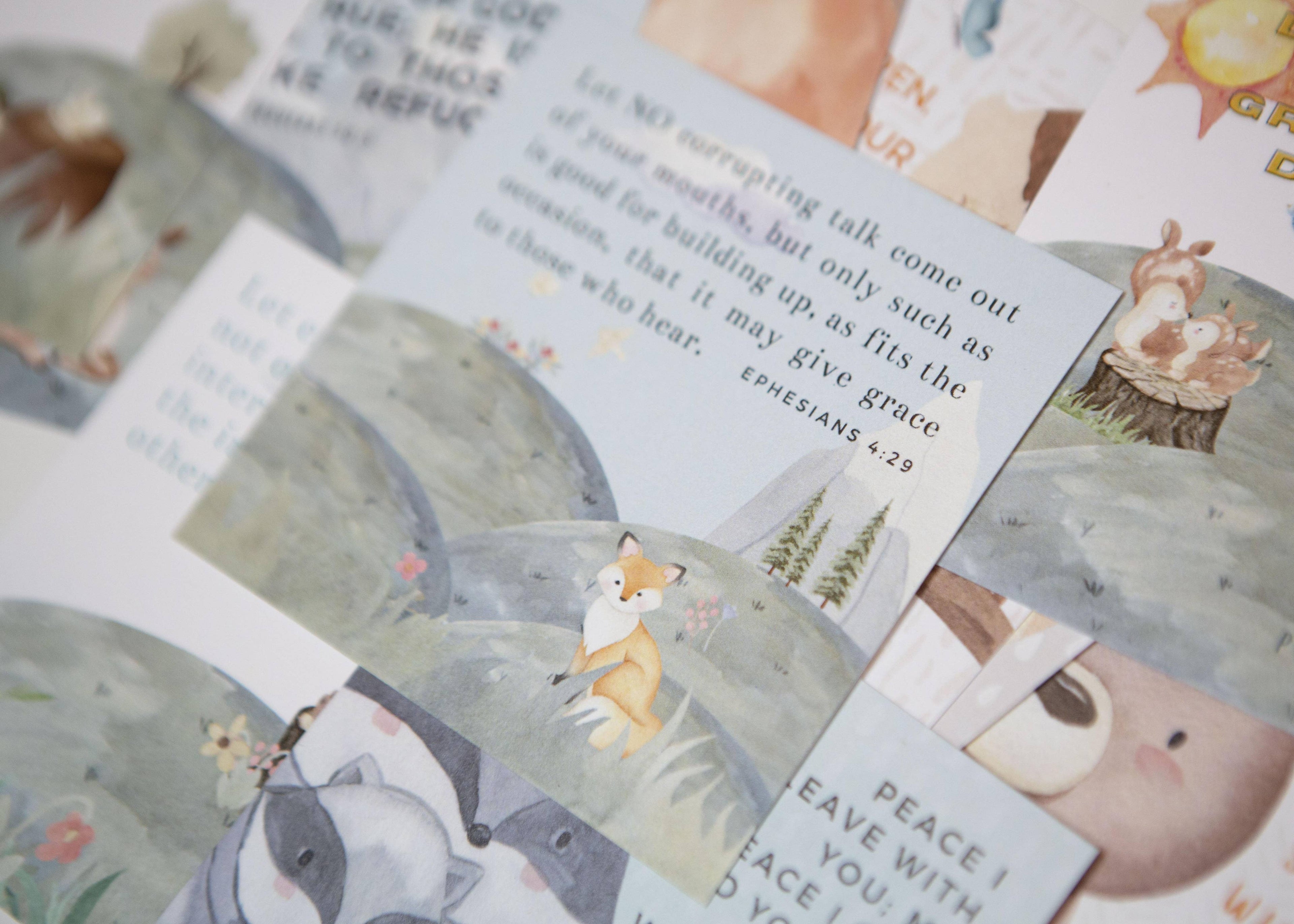 Kids Scripture Verse Cards — Verses to Live By — Set of 10 Bible Memory Cards for Children