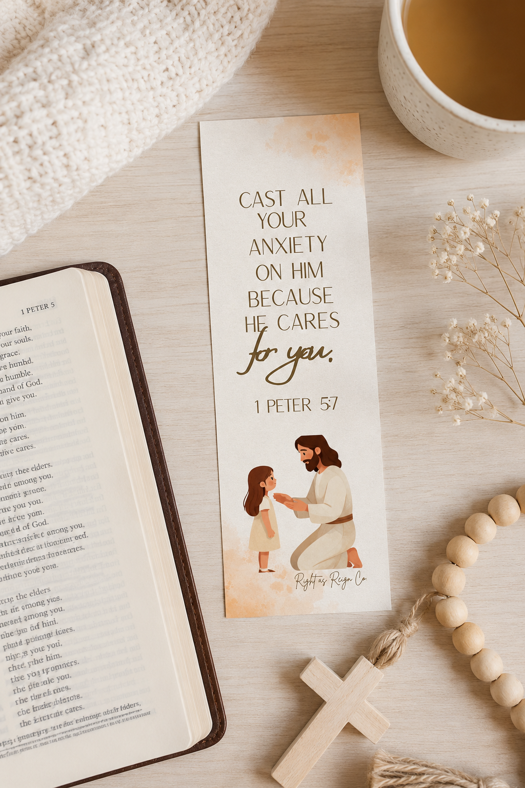 Cast All Your Anxiety On Him — 1 Peter 5:7 Scripture Bookmark