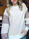 Striped Colorblock Patchwork Drop Shoulder Sweatshirt