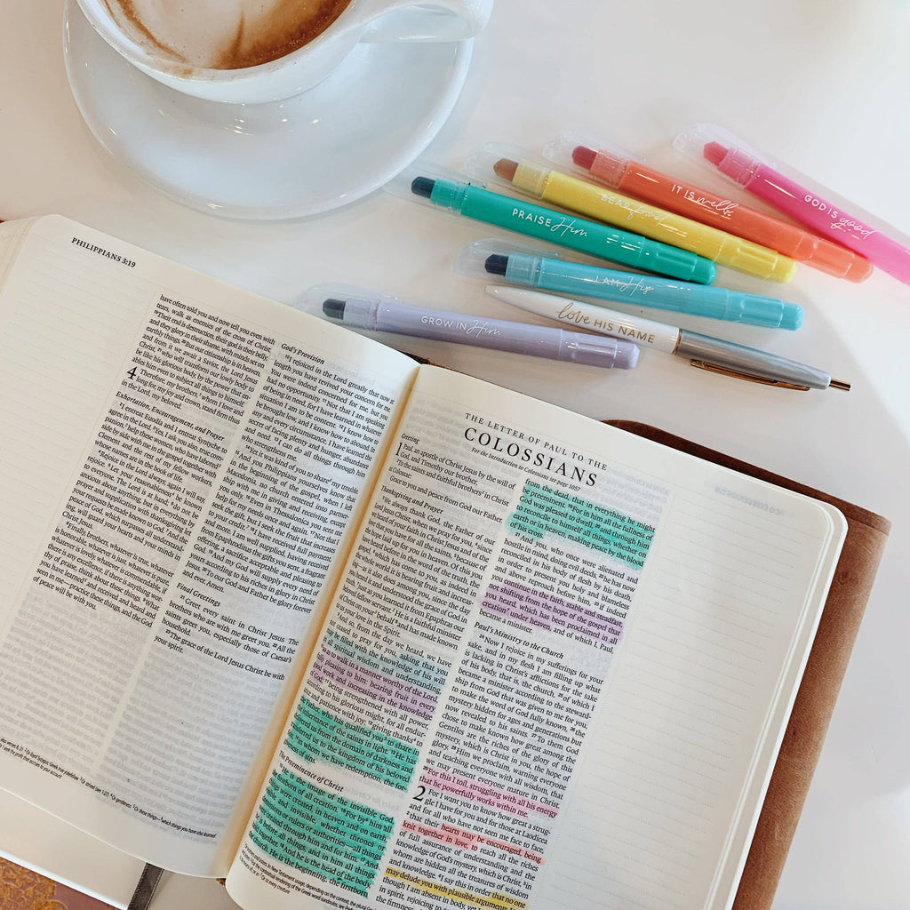 Pastel Bible Highlighter Set — 6 Color No Bleed Gel Highlighters for Bible Study