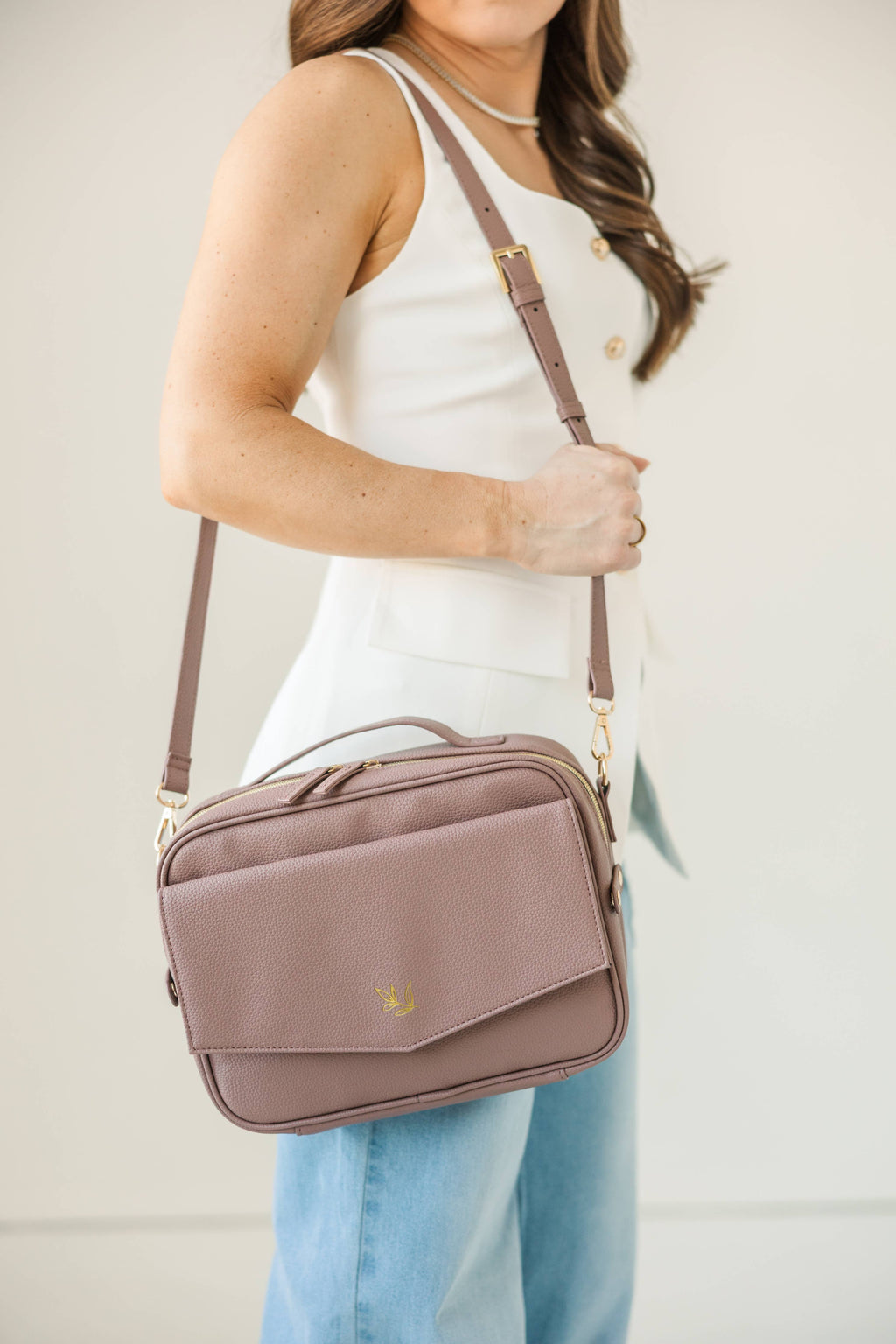 Bible Bag Crossbody — Lavender Vegan Leather Bible Bag with Gold Accents