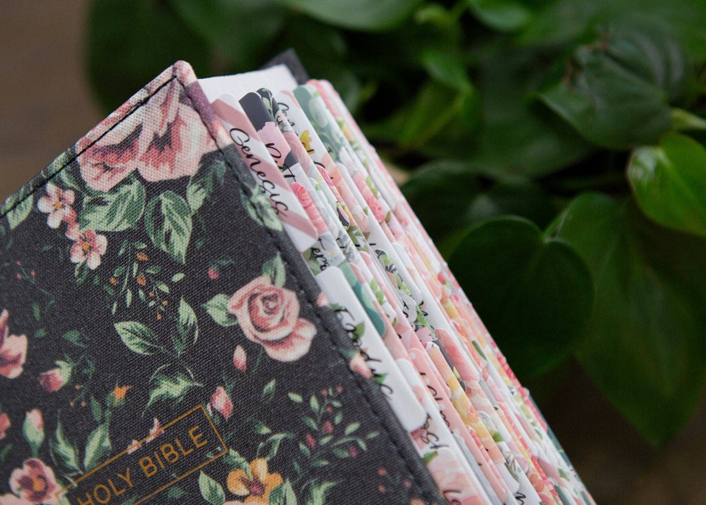 Floral Bible Index Tabs — Rose Floral Peel and Stick Bible Tabs — 66 Books Plus 6 Blank