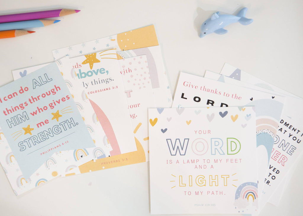 Kids Scripture Memory Cards — Courage Building Bible Verses for Children — Set of 10
