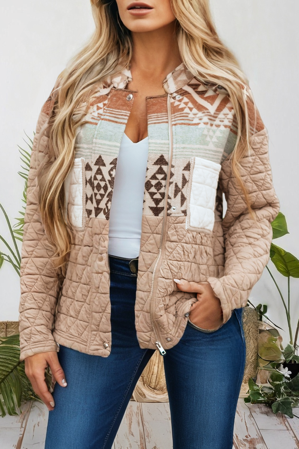 Quilted Patchwork Western Aztec Fashion Jacket