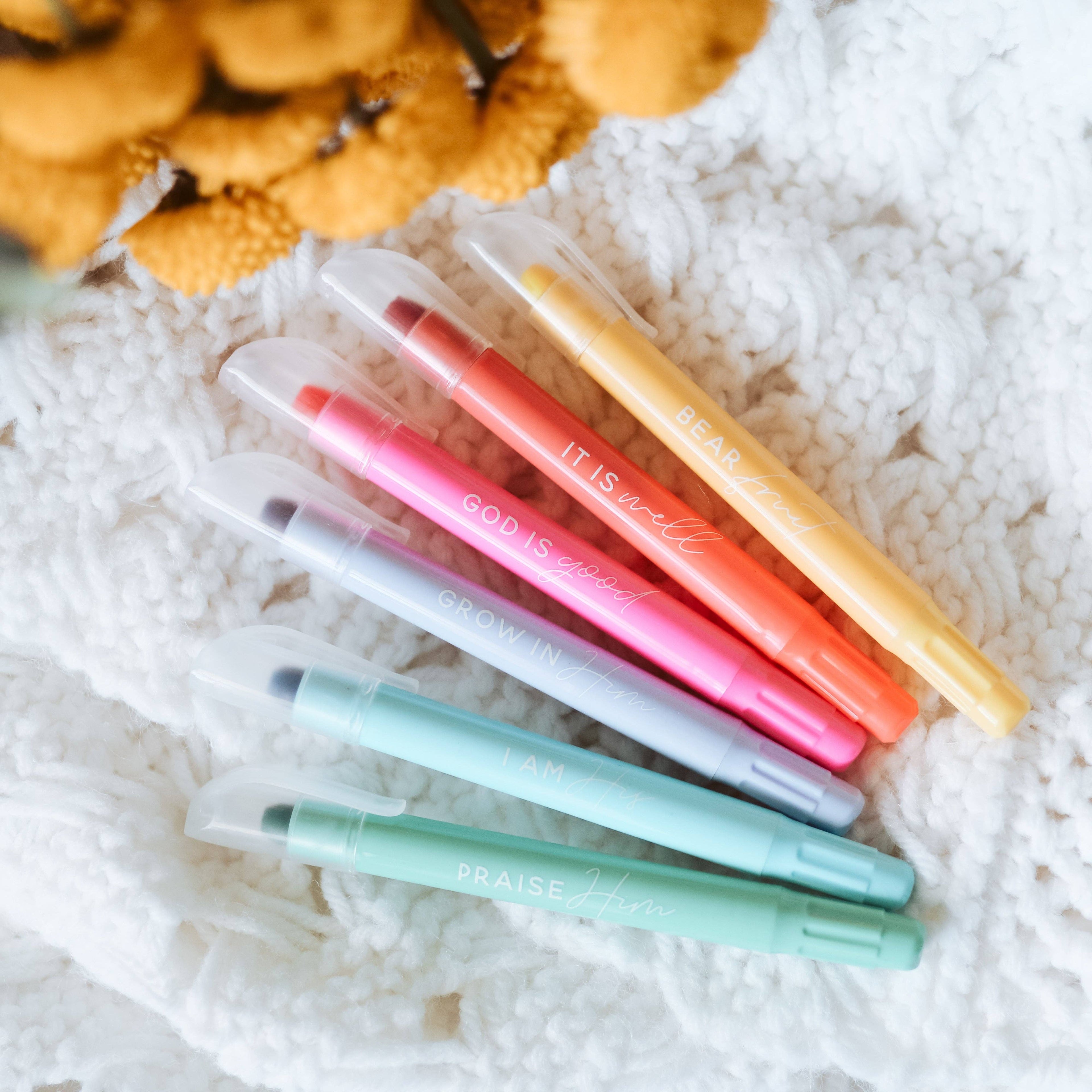Pastel Bible Highlighter Set — 6 Color No Bleed Gel Highlighters for Bible Study