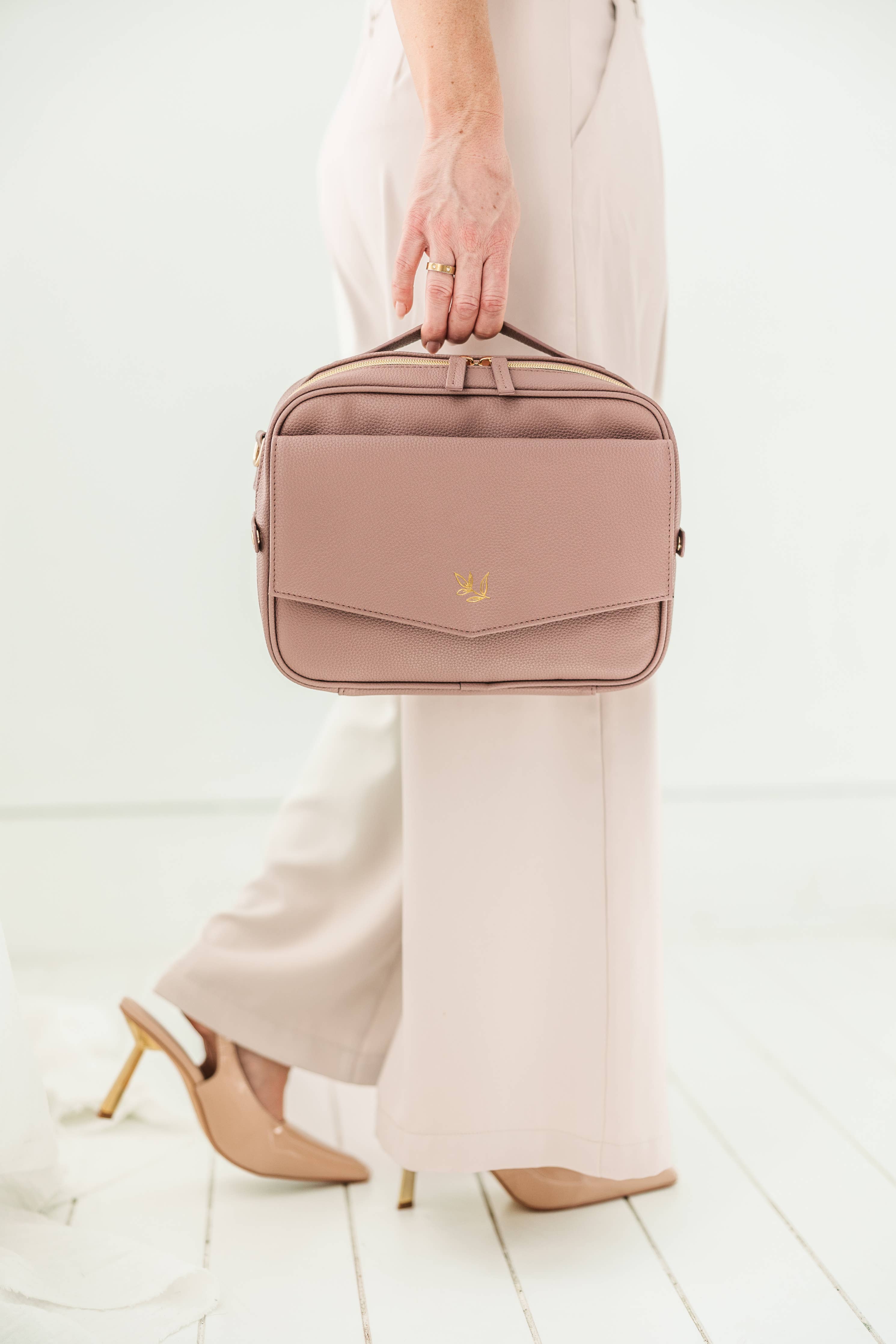 Bible Bag Crossbody — Lavender Vegan Leather Bible Bag with Gold Accents
