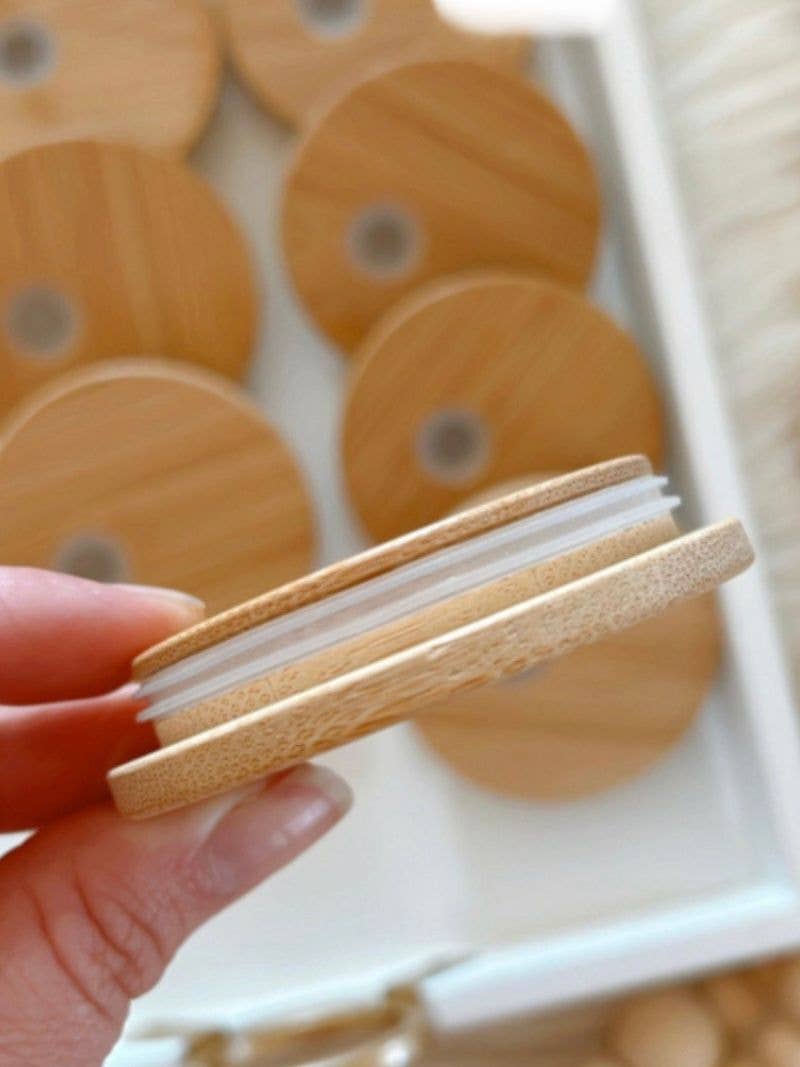 Chicken 16oz Glass Cup with Bamboo Lid