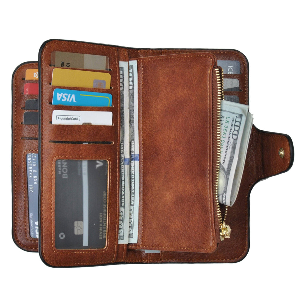 Trifold Wallet — Premium Synthetic Leather Wallet in Mocha, Khaki, and Black