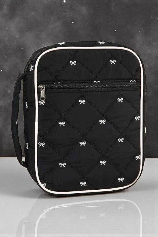 Black and White Bow Quilted Bible Case — Feminine Bible Cover for Women