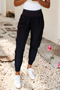 Elastic High Waist Pocketed Cargo Jogger Pants